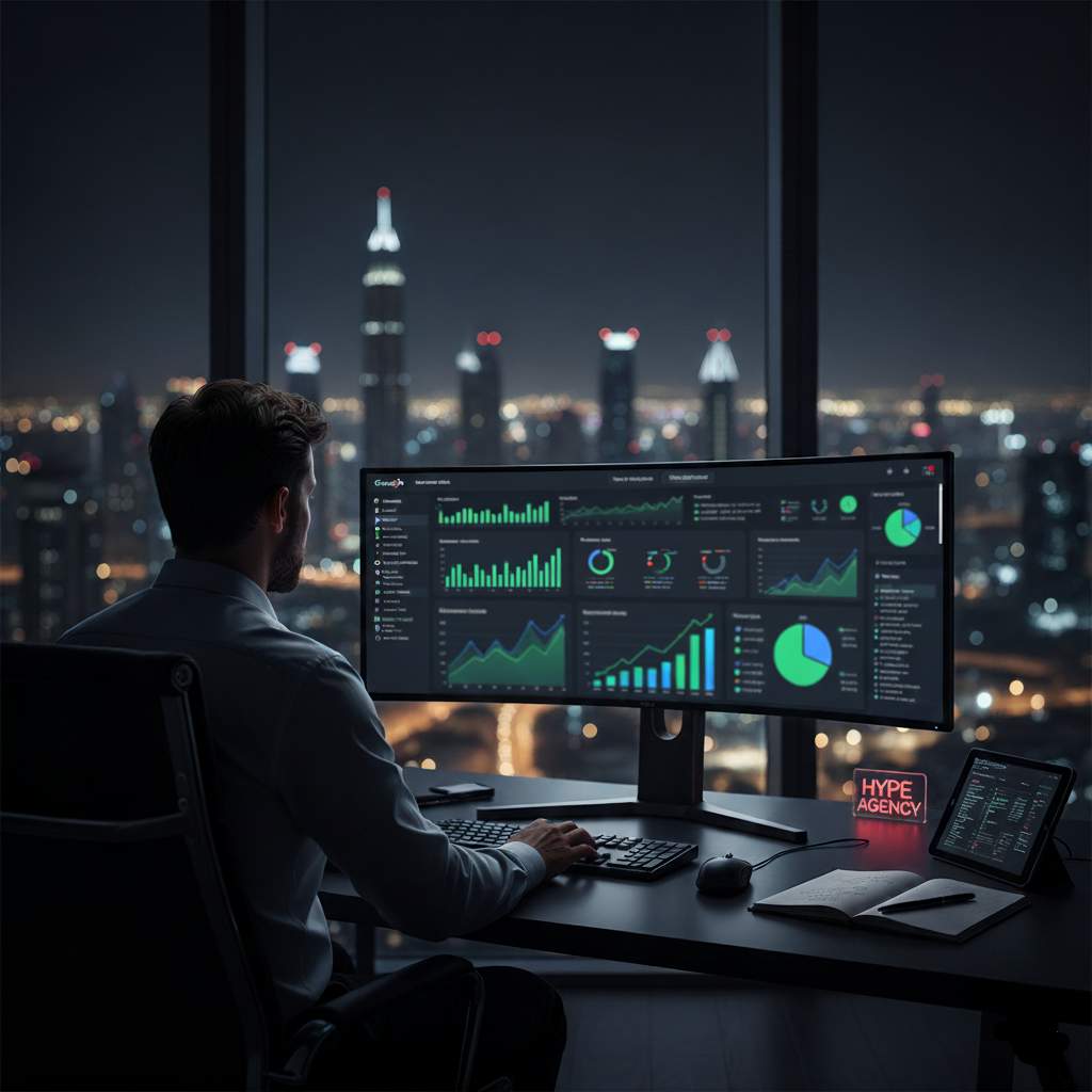 Google Ads Dubai: strategy, tracking, and performance with a certified Google Ads agency. Image ai generated.