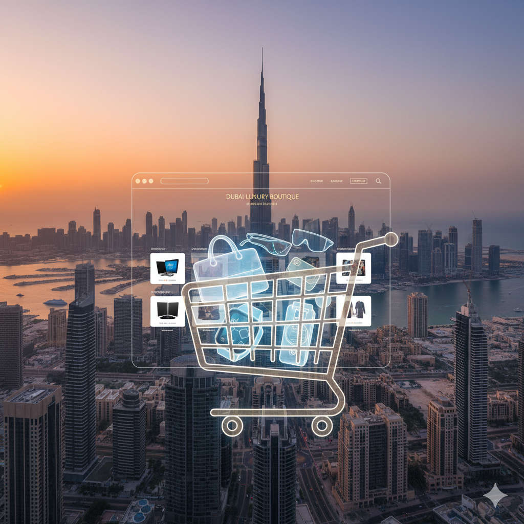 Ecommerce development in Dubai. Image AI generated.