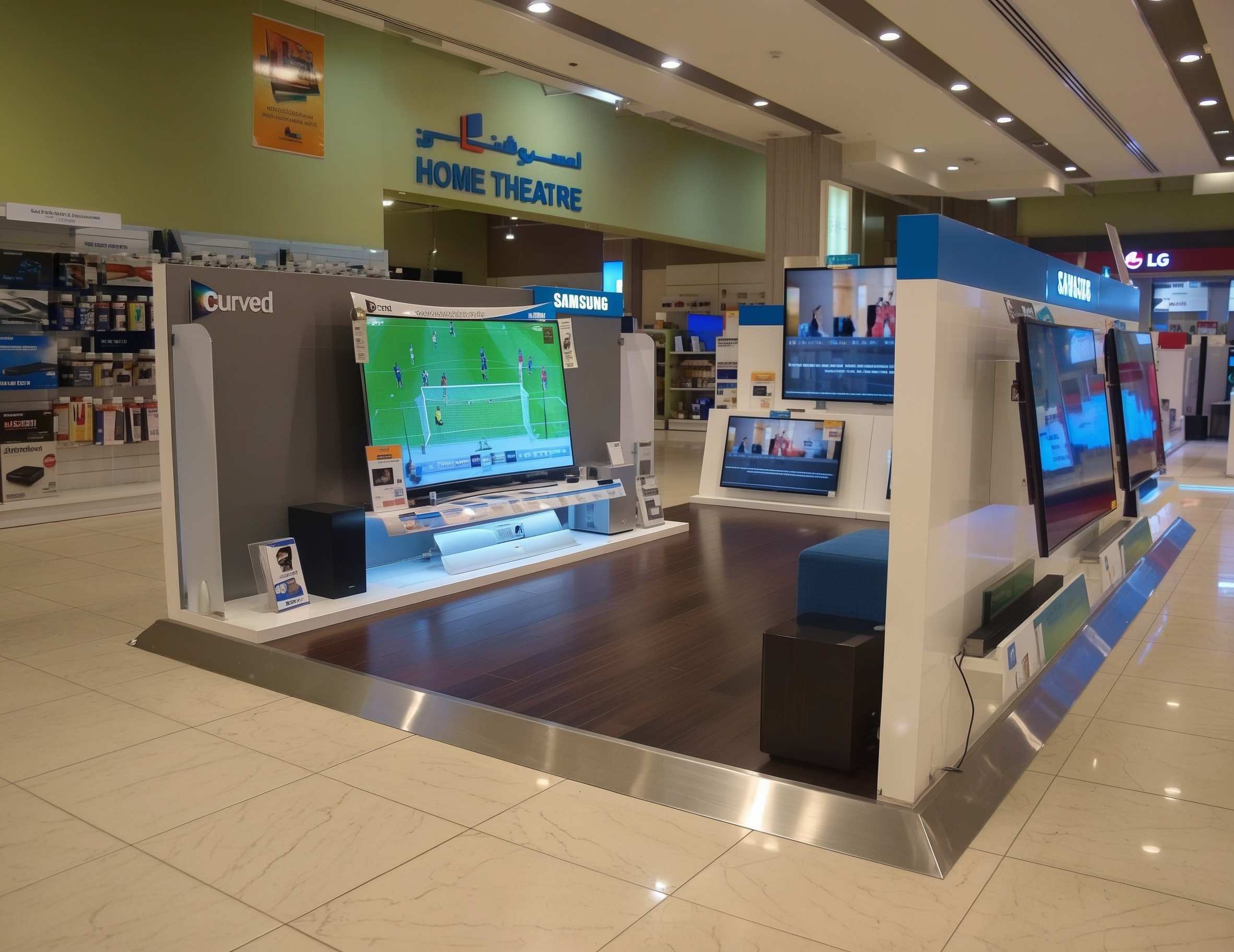 Samsung retail experience booth in Dubai by BBP Group. amsung retail display booth for curved televisions designed and managed by BBP Group in Dubai for Hype Agency.