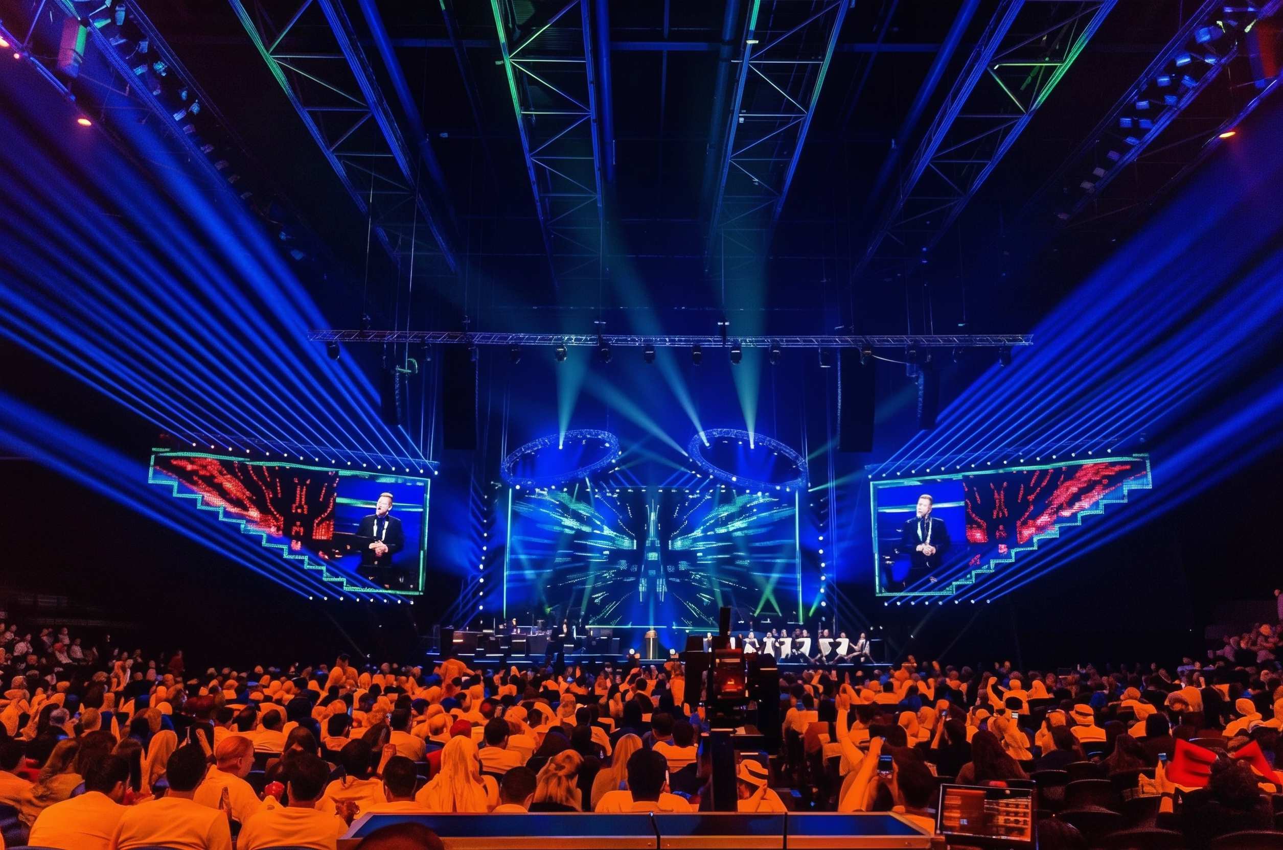 Event in Dubai: Hype Agency Partner BBP Group branding and production with full venue view. Large scale concert and event in Dubai with custom branding, managed by BBP Group in partnership with Hype Agency.
